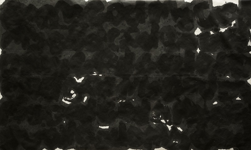 Carte blanche à Yang Jiechang : Oh my God / Oh Diu (première toile du dyptique), Yang Jiechang, 2022, Encre sur papier marouflé sur toile et vidéo, Courtesy de l'artiste et de la Galerie Jeanne Bucher Jaeger © Photo Felicitas Yang Testament Yang Jiechang (né en 1956), 1991 Encre sur soi